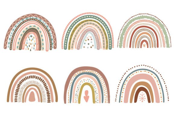 Download Set of Six Boho Rainbow Designs - Boho rainbow designs Collection