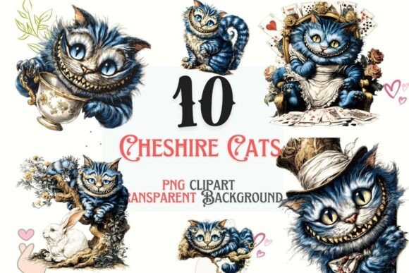 Download Cheshire Cat Ink Fantasy PNG Bundle - Bundle Collection