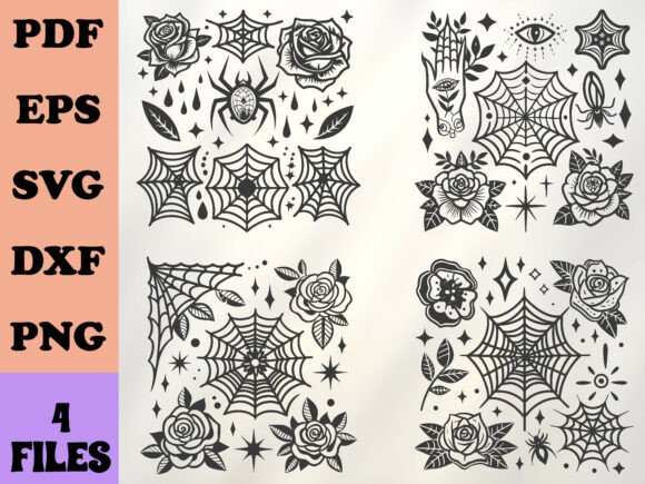 Download Gothic Spider Web Roses SVG - Premium Resources