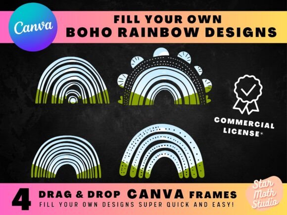 Download CANVA FRAMES - BOHO RAINBOW DESIGNS - Boho rainbow designs Collection