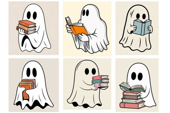 Download Cute Ghost Reading Books SVG Bundle | Bo - Bundle Collection