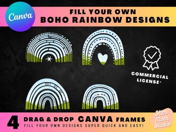 Download CANVA FRAMES - BOHO RAINBOW DESIGNS - Boho rainbow designs Collection
