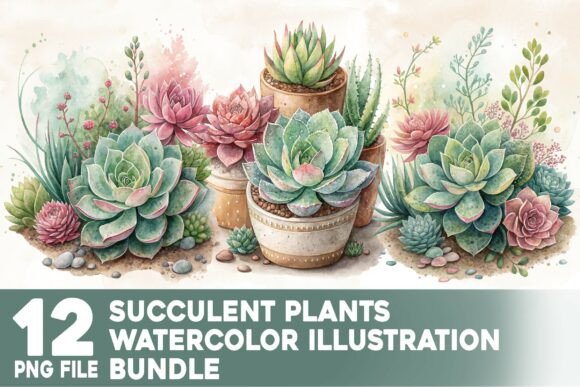 Download Succulent Plants Watercolor Bundle - Bundle Collection