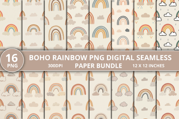 Download Boho Rainbow PNG Digital Paper Bundle - Bundle Collection