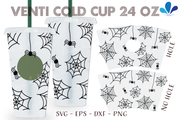 Download Spider Web Halloween Venti Cup Wrap SVG - Premium Resources
