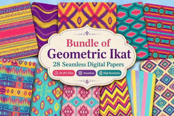 Download Bundle of Geometric Ikat Digital - Bundle Collection