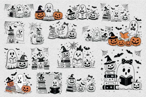 Download Halloween Ghost Reading Books SVG Bundle - Bundle Collection