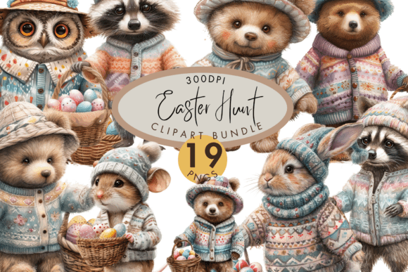 Download Easter Hunt Clipart Bundle Cute Animals - Bundle Collection